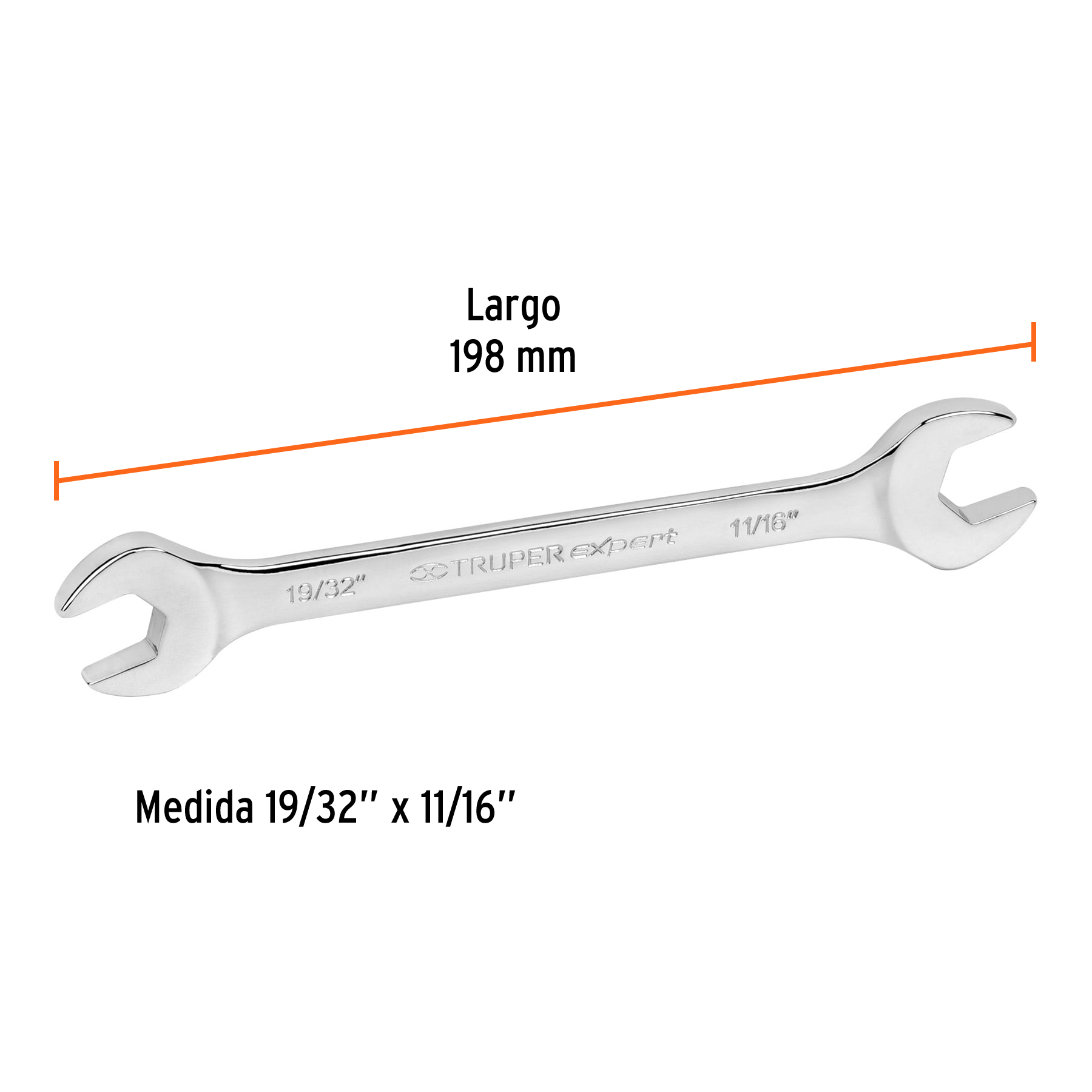 Llave española, 19/32 x 11/16" x 182 mm