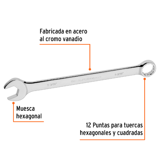 Llave combinada, extralarga, 1-3/16" x 403 mm
