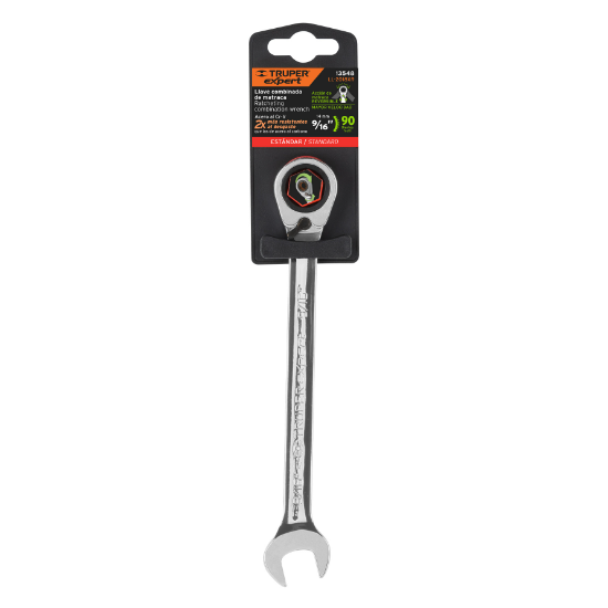 Llave combinada matraca reversible,9/16"x191mm,Truper Expert