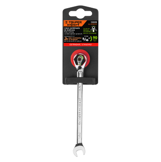 Llave combinada matraca reversible,5/16"x140mm,Truper Expert
