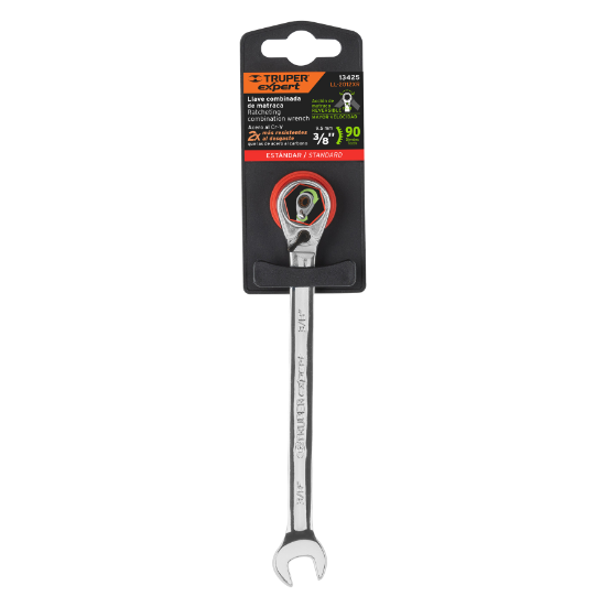 Llave combinada matraca reversible,3/8"x159mm,Truper Expert