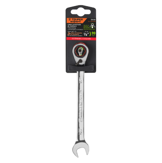 Llave combinada matraca reversible,1/2"x178mm,Truper Expert