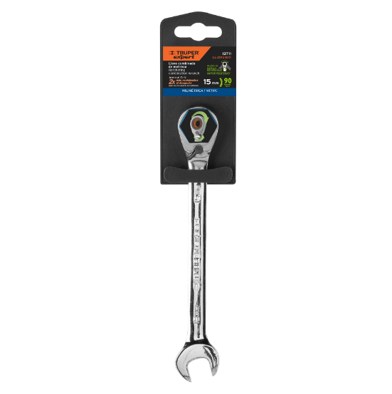 Llave combinada matraca reversible, 15x198 mm,Truper Expert