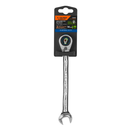 Llave combinada matraca reversible, 14x190 mm,Truper Expert