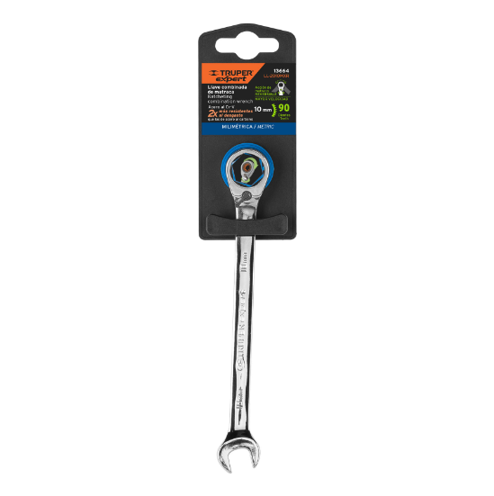 Llave combinada matraca reversible, 10x157 mm,Truper Expert