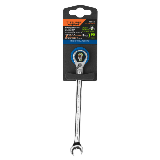 Llave combinada con matraca, reversible, 9 mm, Truper Expert