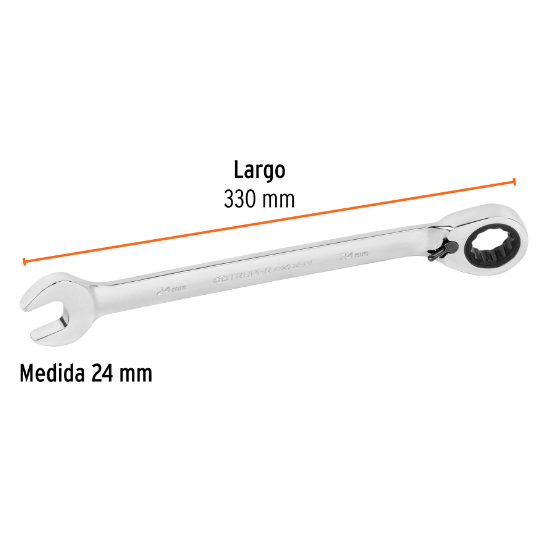 Llave combinada con matraca, reversible, 24mm, Truper Expert