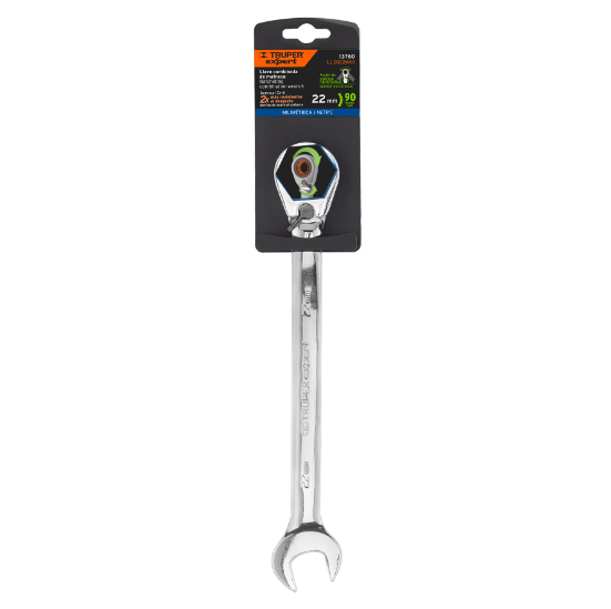 Llave combinada con matraca, reversible, 22mm, Truper Expert