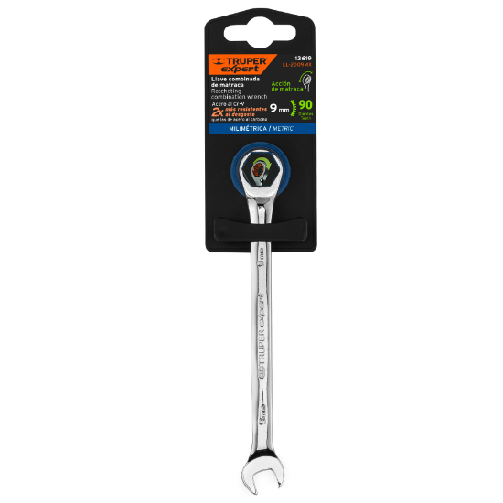 Llave combinada con matraca, 9 x 146 mm, Truper Expert