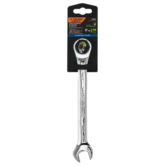 Llave combinada con matraca, 17 x 218 mm, Truper Expert