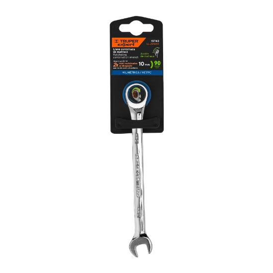 Llave combinada con matraca, 10 x 154 mm, Truper Expert
