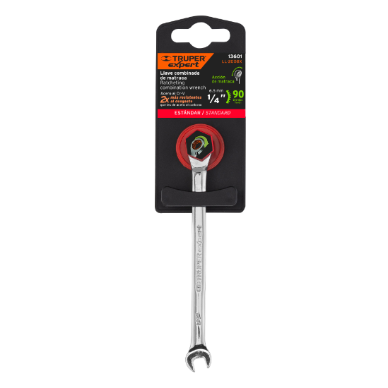 Llave combinada con matraca, 1/4" x 120 mm, Truper Expert