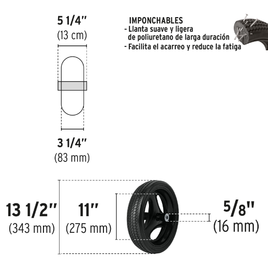 Llanta imponchable de poliuretano de 13"