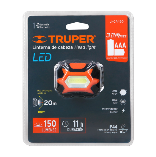Linterna de cabeza, 150 lúmenes, 1 LED