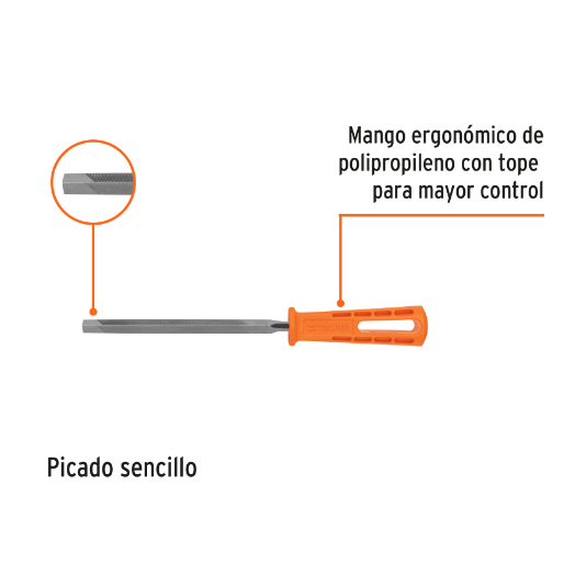 Lima triángulo regular,muza,6",con mango