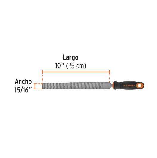 Lima escofina 10" con mango doble inyección