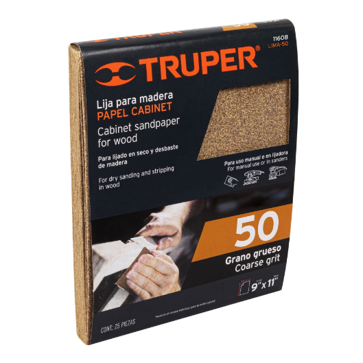 Lija para madera, grano 50