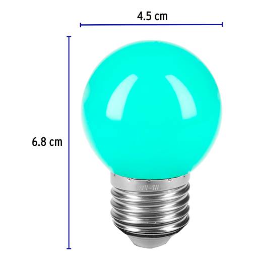 Lámpara de LED, G45, 127 V, 1 W, verde