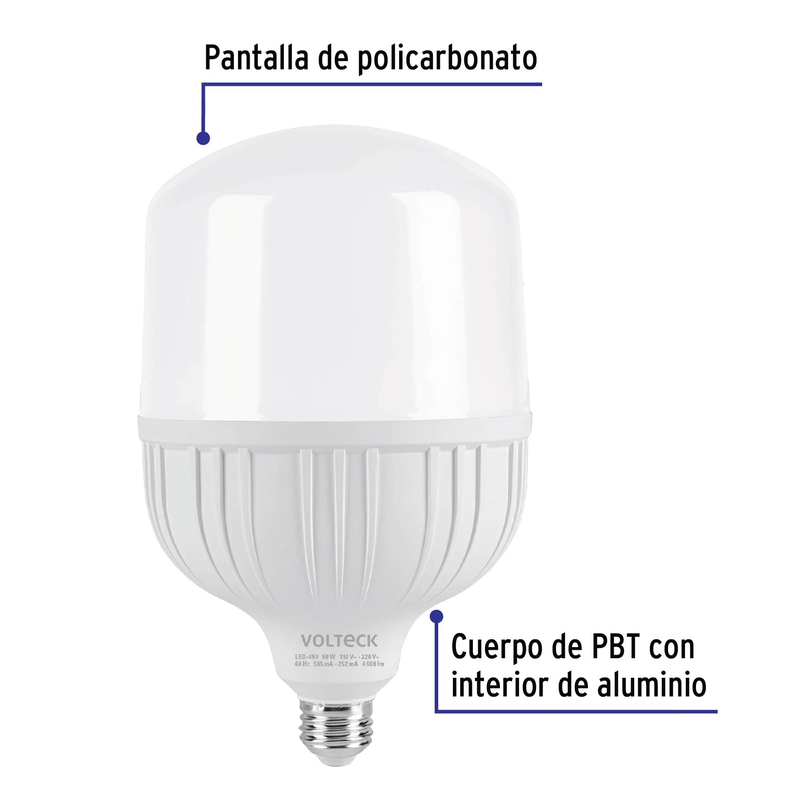 Lámpara de LED, alta potencia, E26, 50 W, luz de día