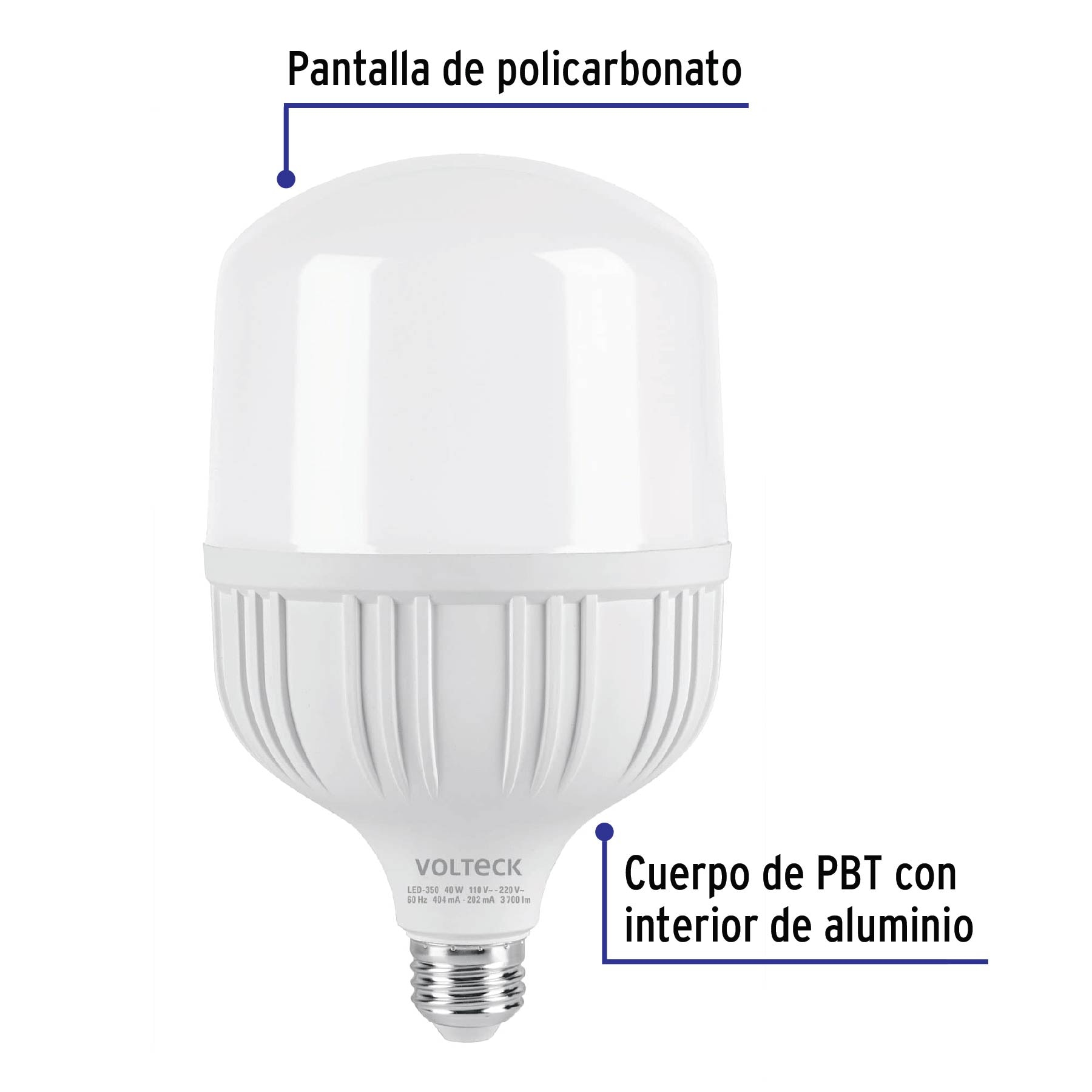 Lámpara de LED, alta potencia, E26, 40 W, luz de día