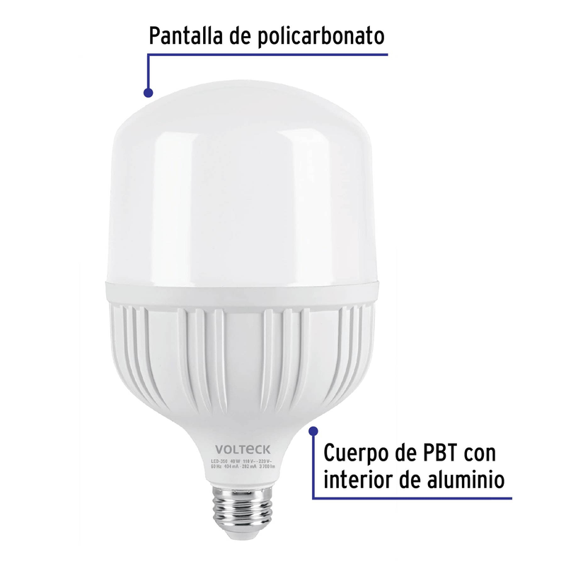 Lámpara de LED, alta potencia, E26, 40 W, luz de día