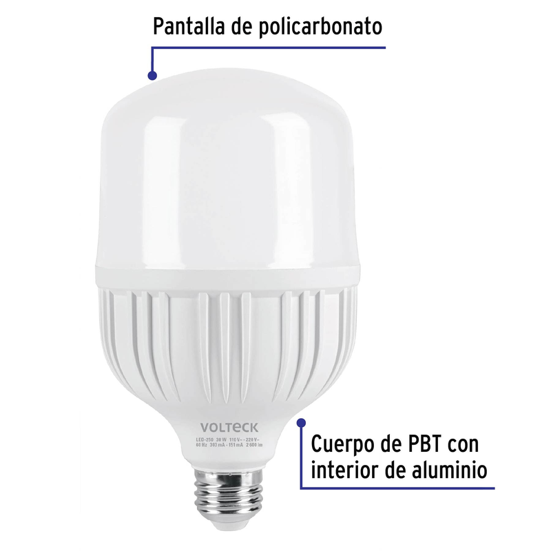 Lámpara de LED, alta potencia, E26, 30 W, luz de día