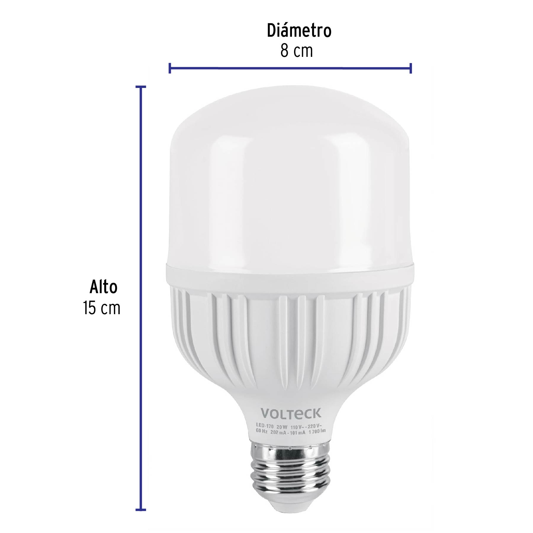 Lámpara de LED, alta potencia, E26, 20 W, luz de día