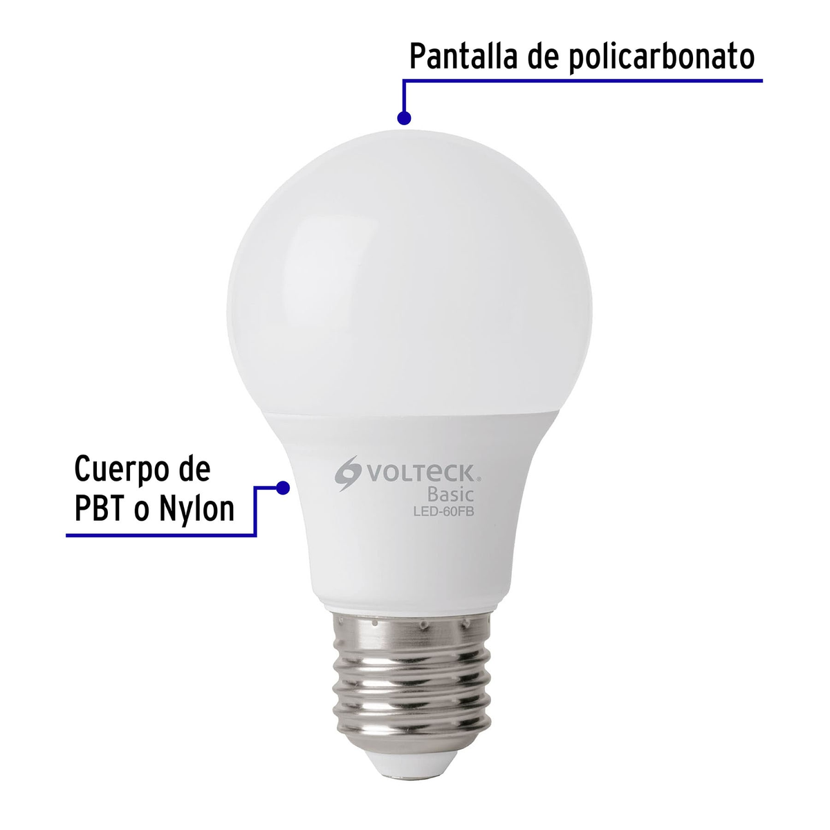 Lámpara de LED, A19, 8 W, luz de día, Volteck Basic