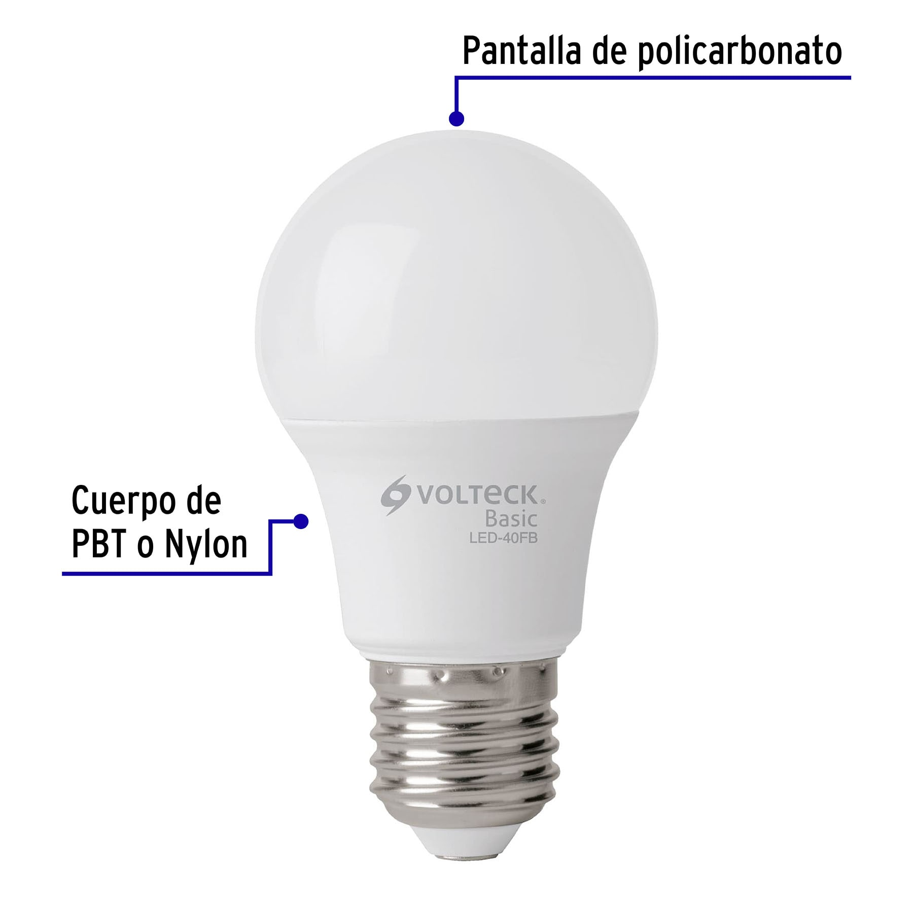 Lámpara de LED, A19, 6 W, luz de día, Volteck Basic