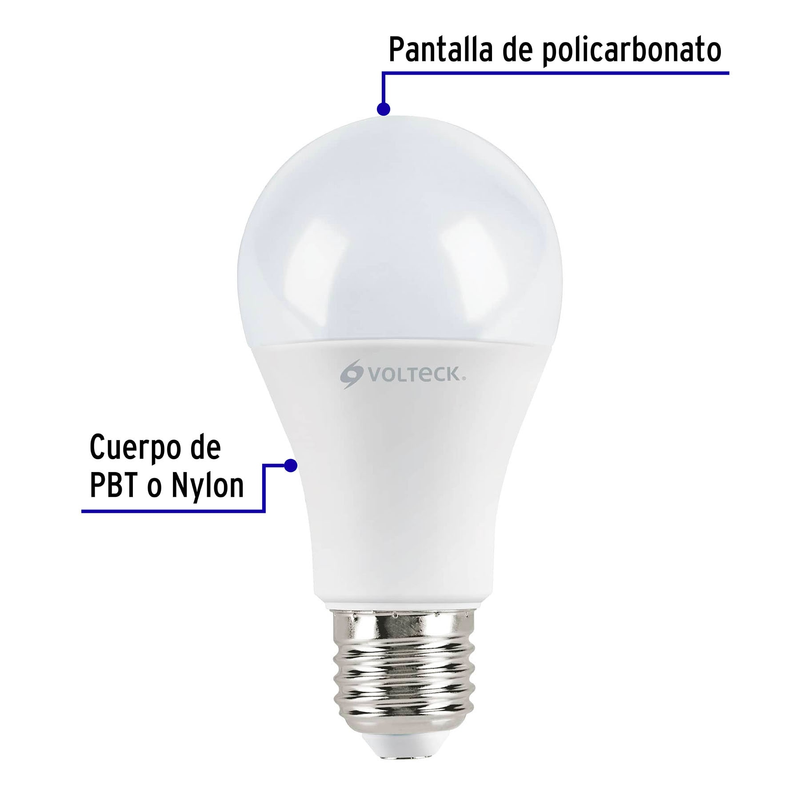 Lámpara de LED, A19, 12 W, luz cálida