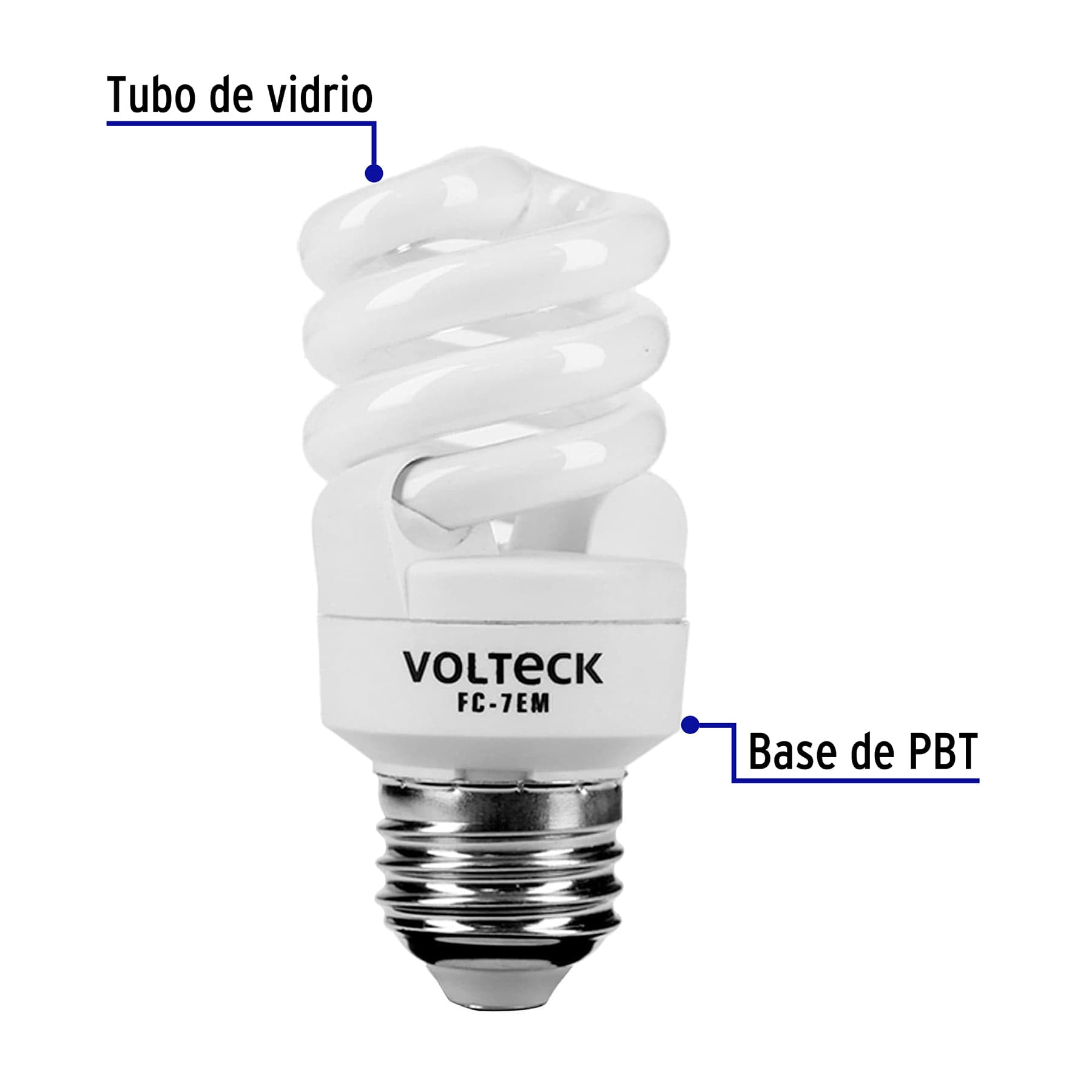 Lámpara 7 W, espiral mini, luz cálida, T2, en blister