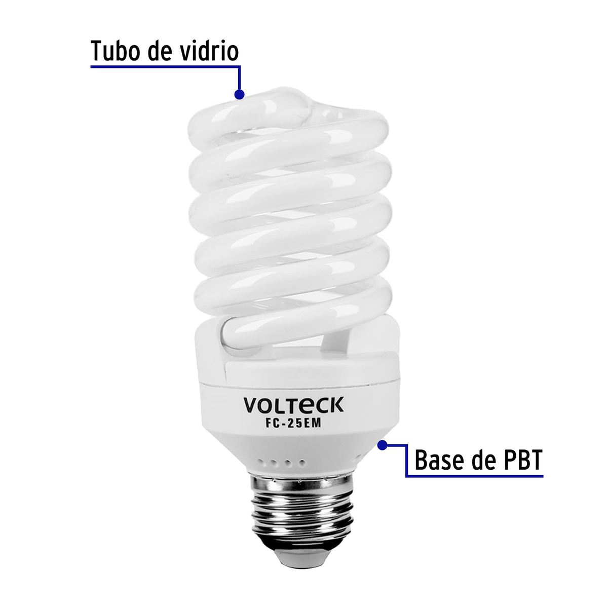 Lámpara 25 W, espiral mini, luz cálida, T2, en blister