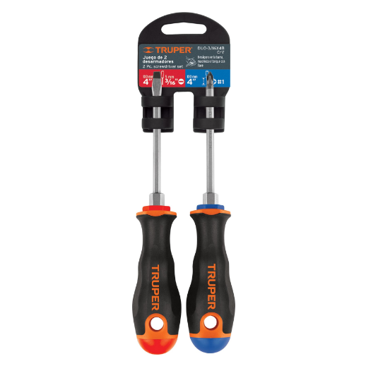 Juego de 2 desarmadores 1/4x4 mango comfort grip
