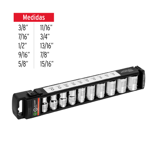 Juego dados, cuadro 1/2", 10 piezas