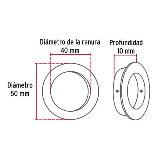 Jaladera de embutir cromada tipo dedal #4