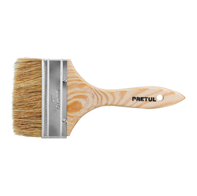 Brocha económica, mango de madera, 4", Pretul