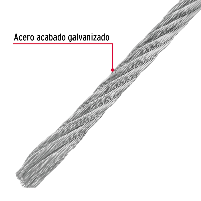 Cable flexible de acero 1/8", 7X19, 75 m