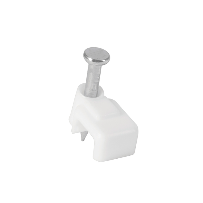 Grapa para cable plano, 3 X 6 mm, blanca, bolsa 500 pzas