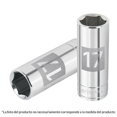 Dado de 6 puntas, largo, cuadro 3/8" de 17mm