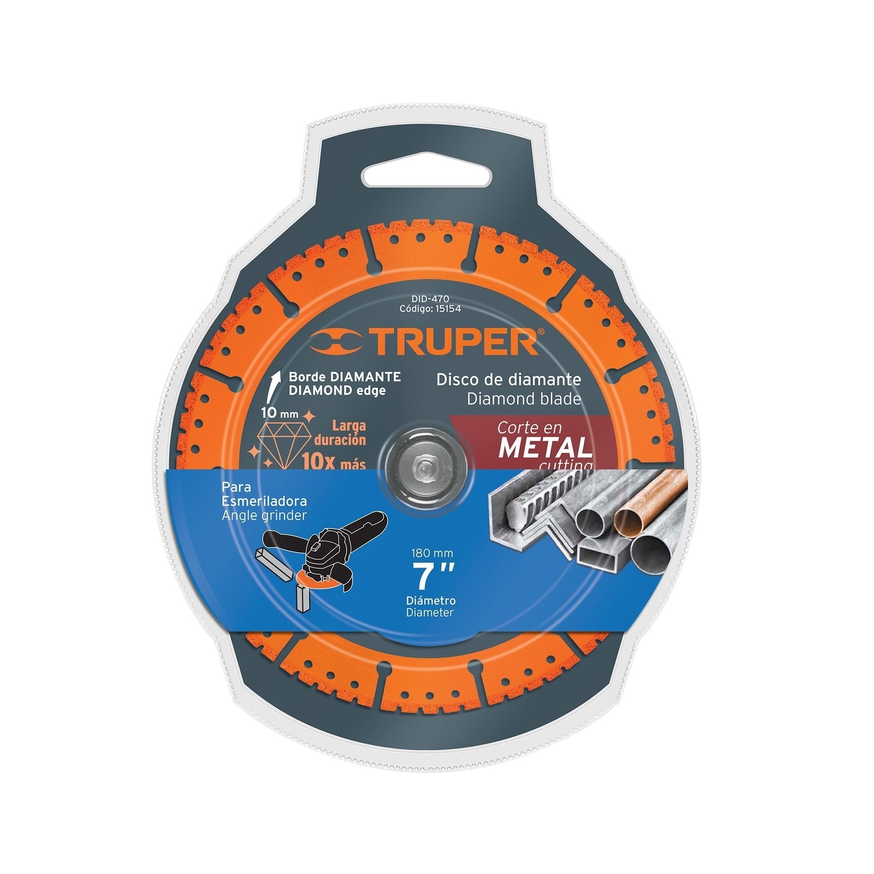 Disco de diamante, rin segmentado, 7" para corte metal