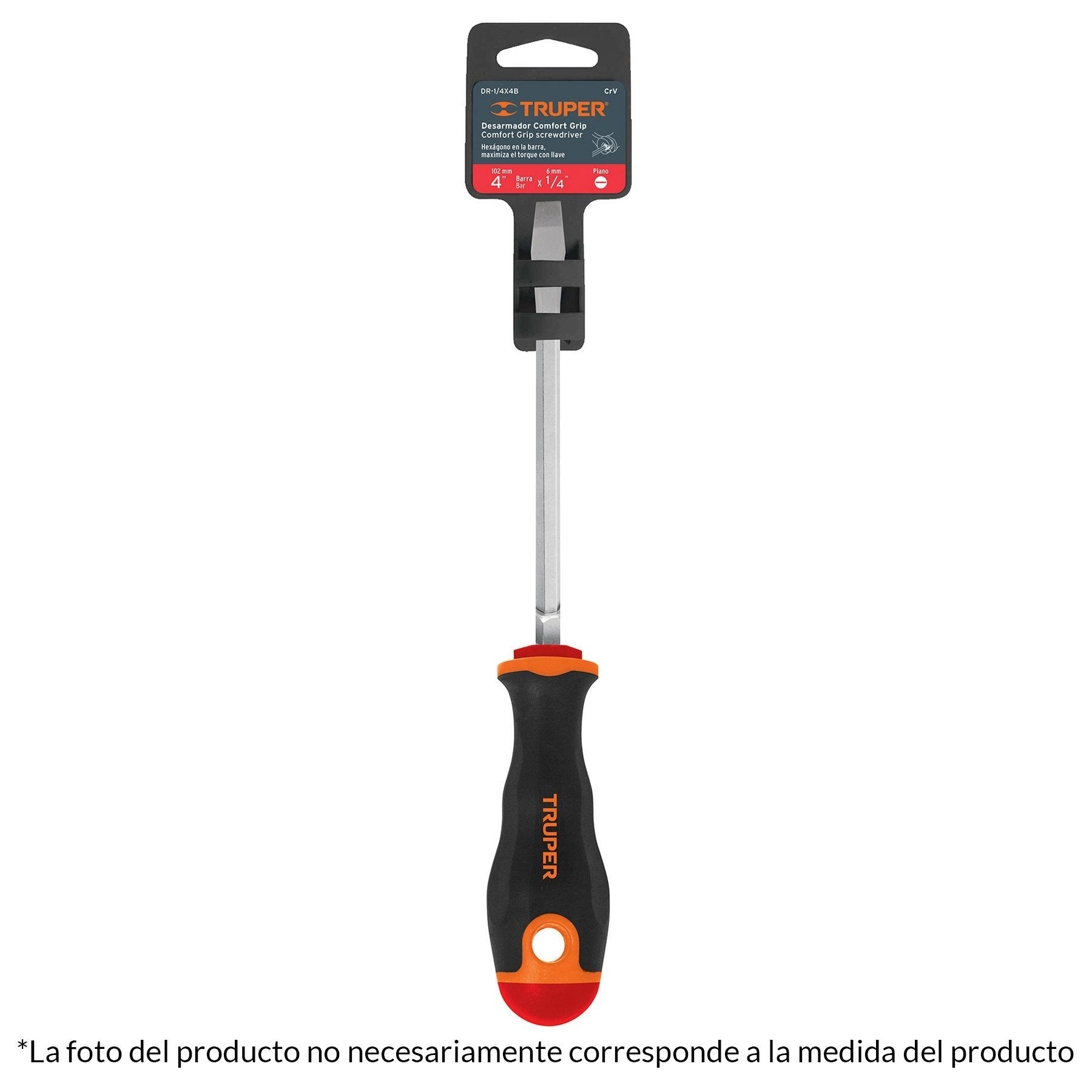 Desarmador plano 3/16x4" mango comfort grip