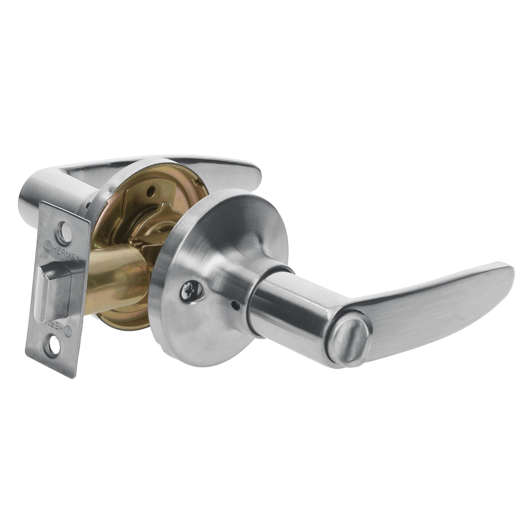 Cerradura manija, cilindro latón, cromo mate, baño