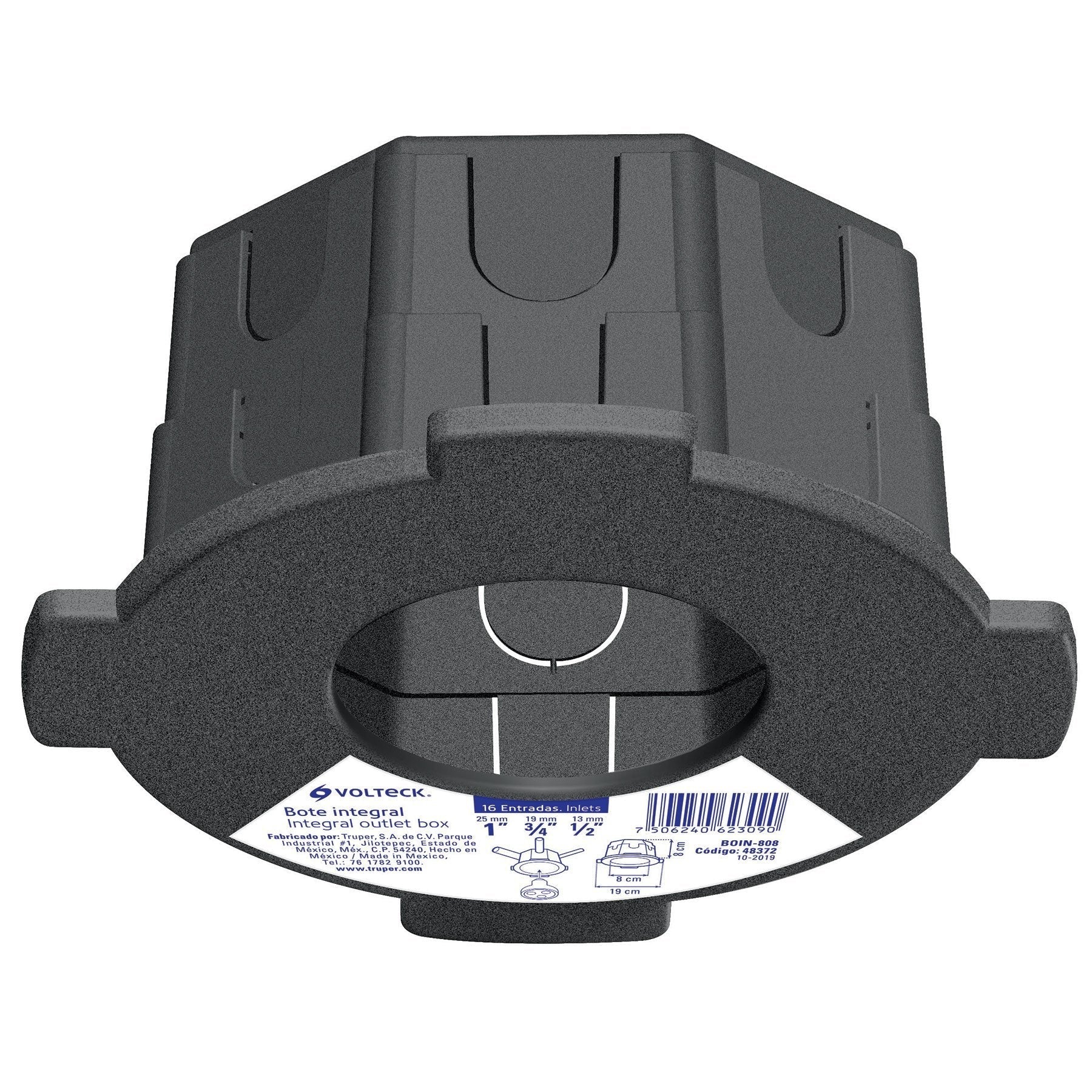 Bote integral de 8 cm, aro interno 8 cm, Volteck
