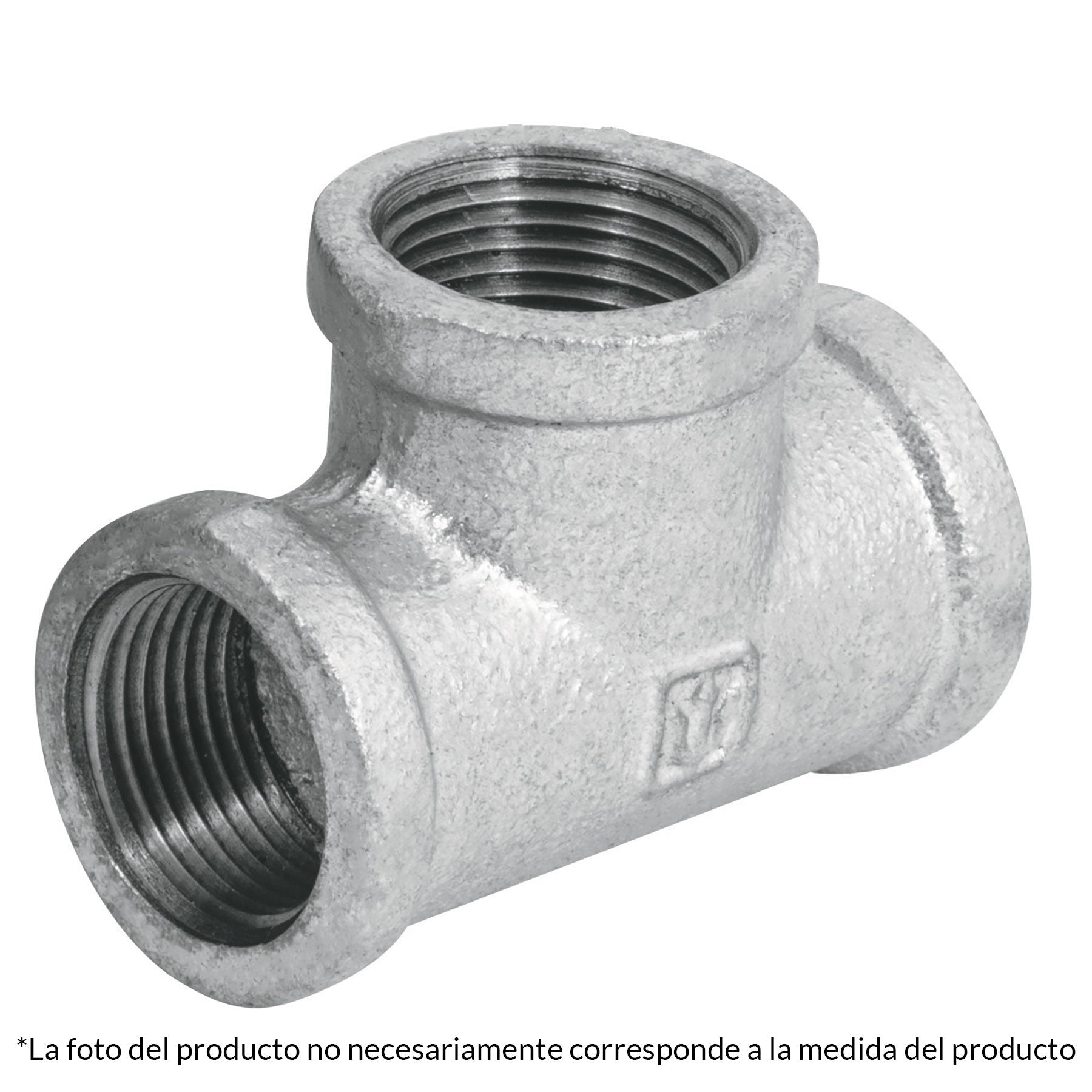 Tee sencilla, acero galvanizado, 3/4"