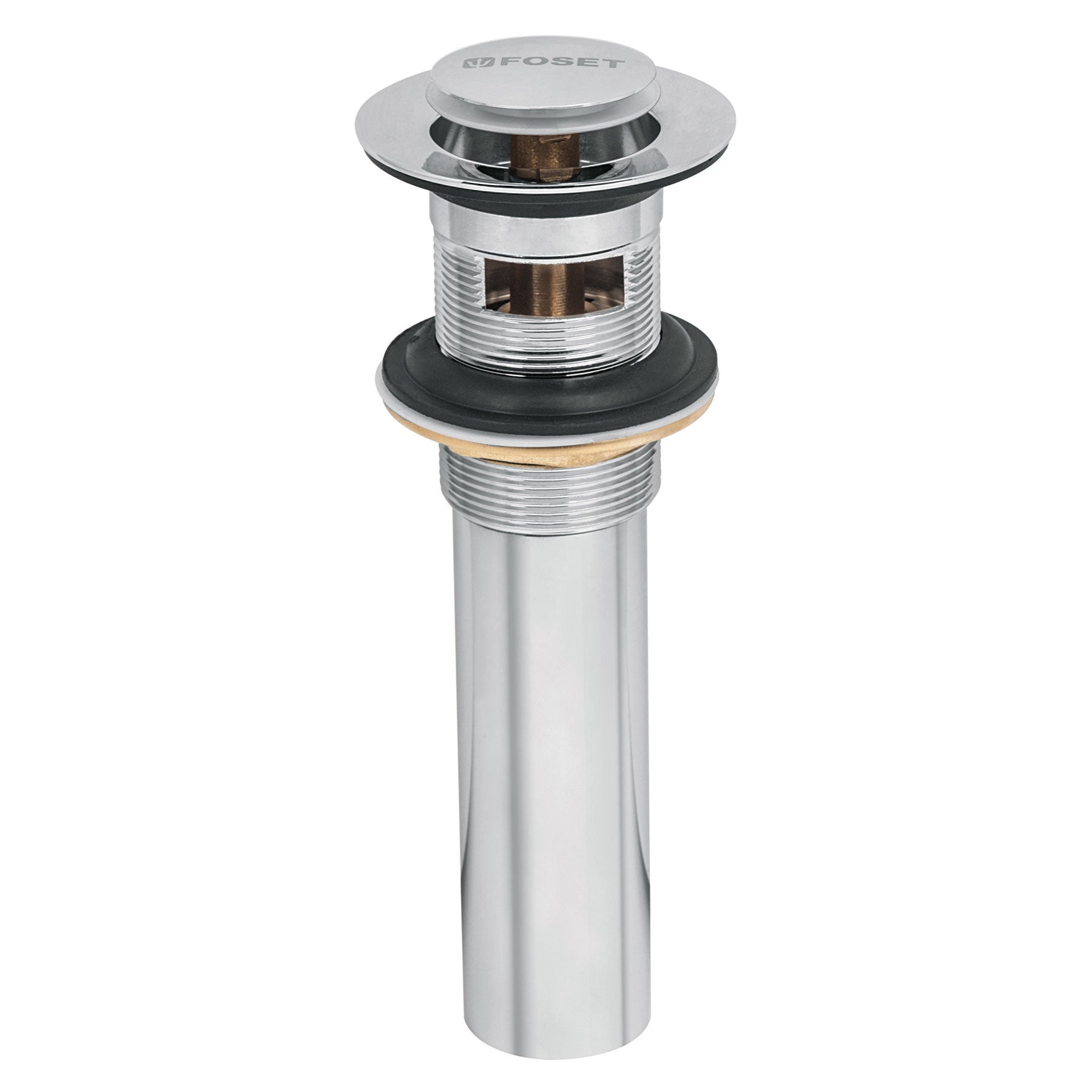 Contra p/lavabo con rebosadero, sistema push, cromo, 1-1/4"