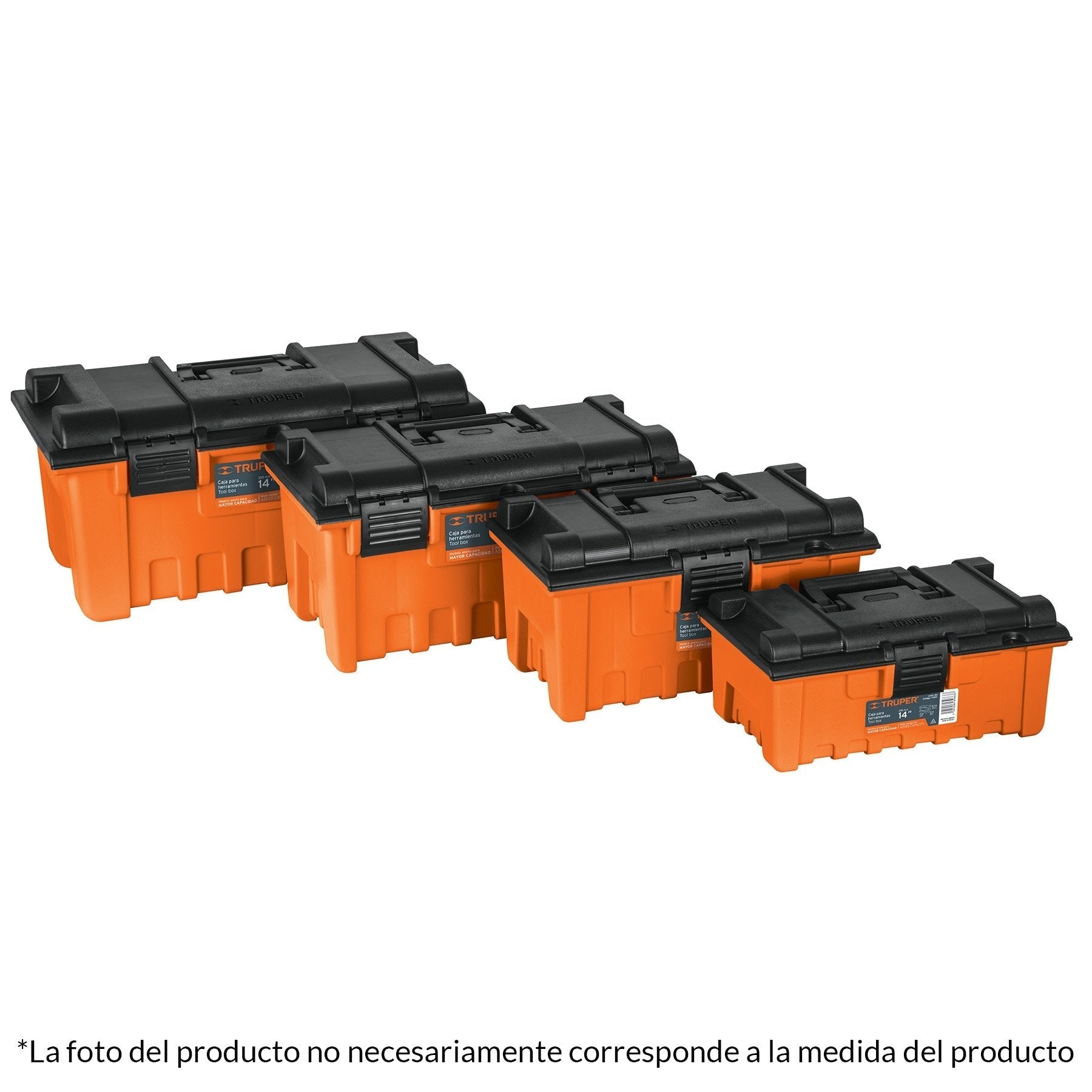 Caja para herramienta, amplia de 16", color naranja