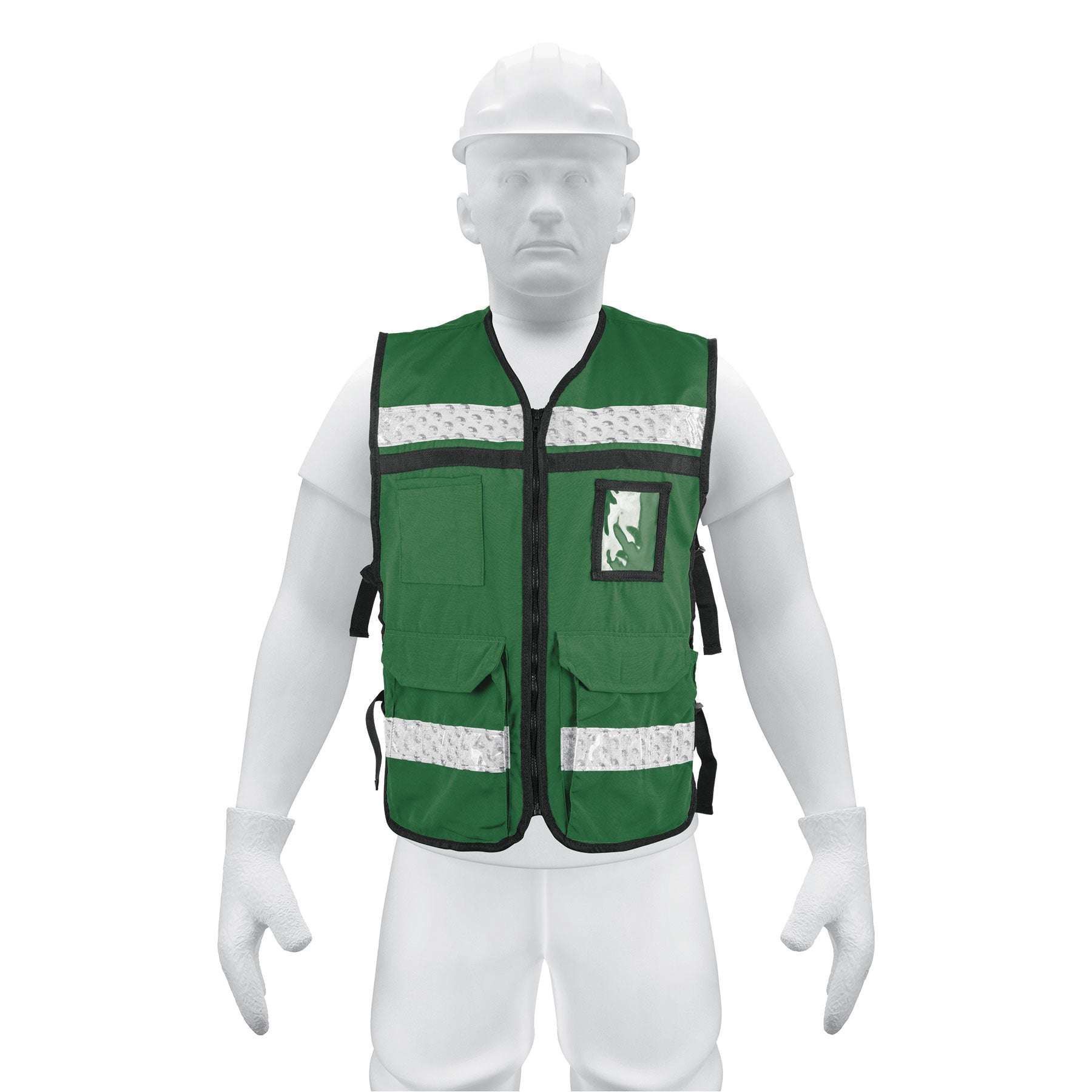 Chaleco brigadista con cintas reflejantes, color verde