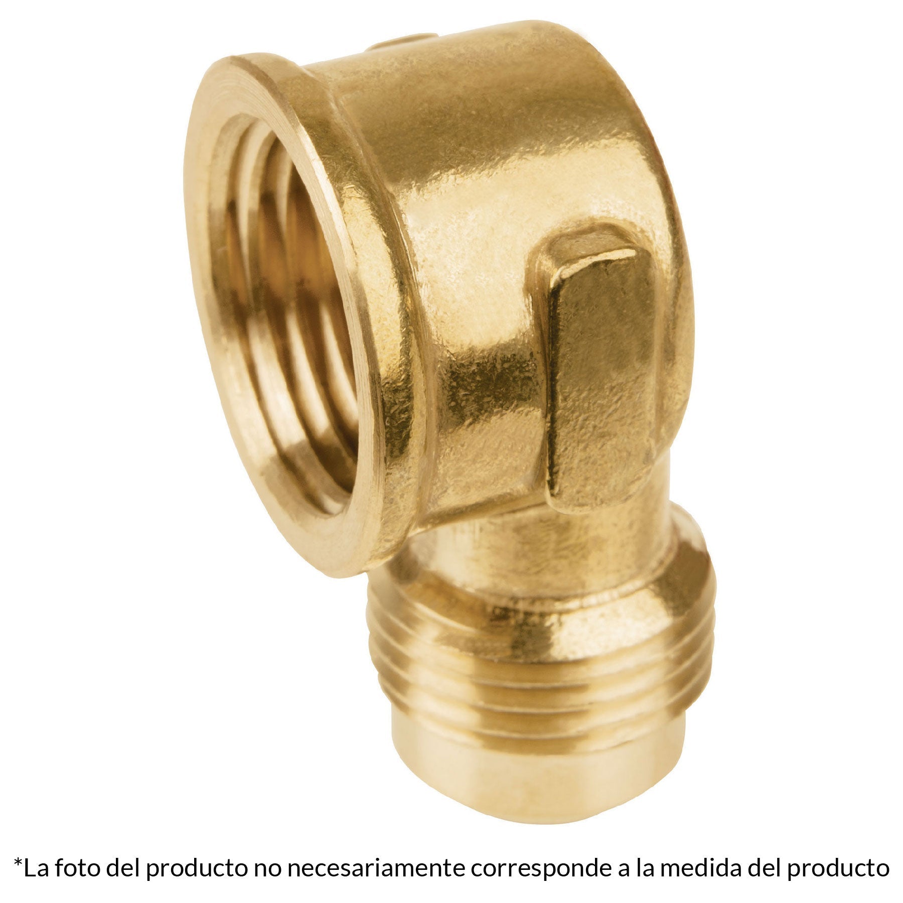Codo para estufa a 90° de latón, 3/8 x 1/2"