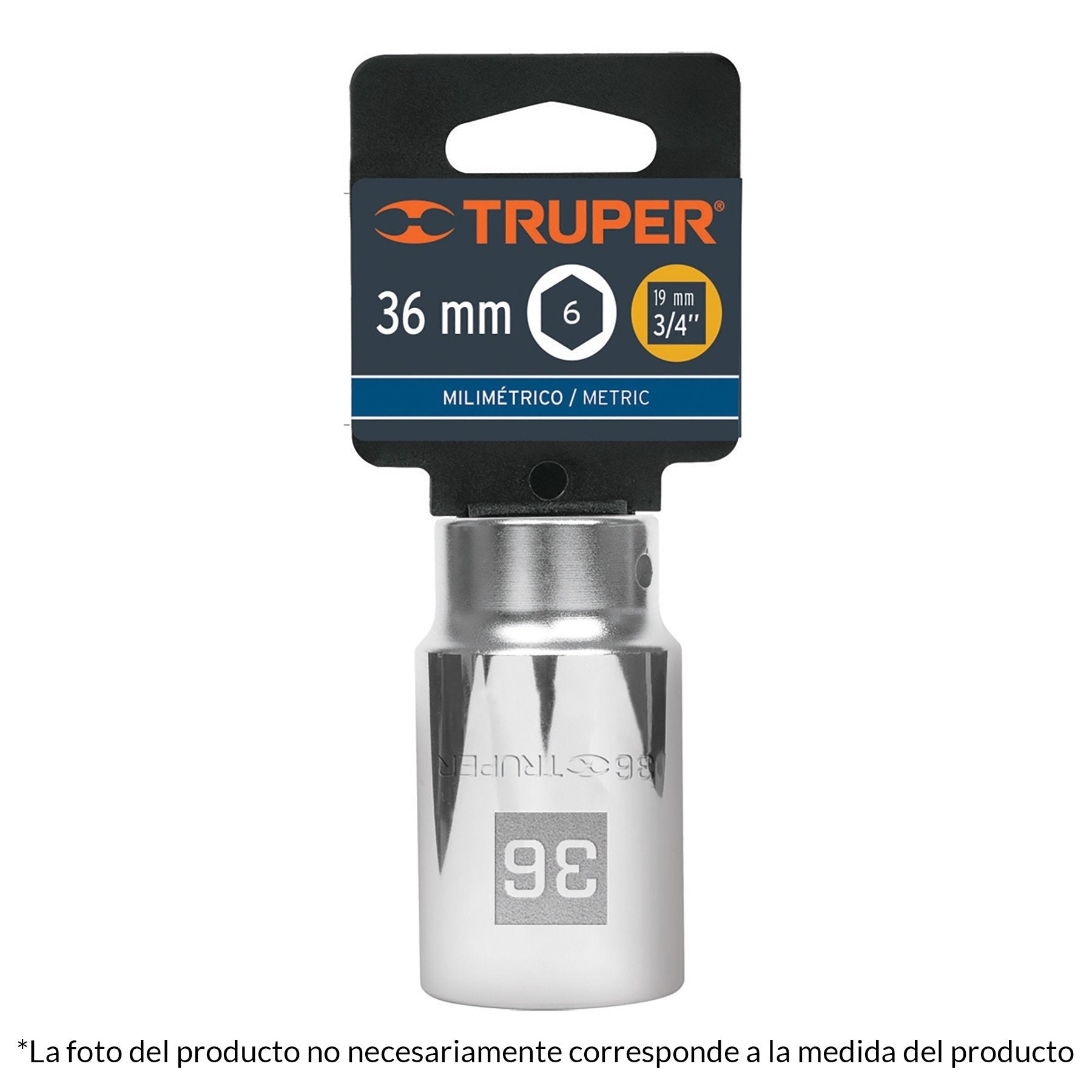 Dado de 6 puntas, cuadro 3/4" de 36mm