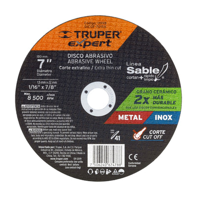 Disco tipo 41, corte fino metal, Línea Sable 7", Expert